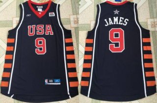 2004 Olympics Team USA Men's #9 LeBron James Navy Blue Stitched Basketball Reebok Swingman Jersey