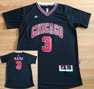 Men's Chicago Bulls #3 Dwyane Wade New Black Short-Sleeved Stitched NBA Adidas Swingman Jersey