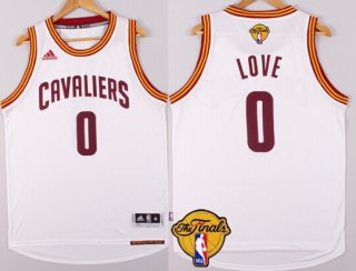 Men's Cleveland Cavaliers #0 Kevin Love 2017 The NBA Finals Patch White Jersey