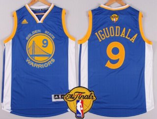 Men's Golden State Warriors #9 Andre Iguodala Blue 2017 The NBA Finals Patch Jersey