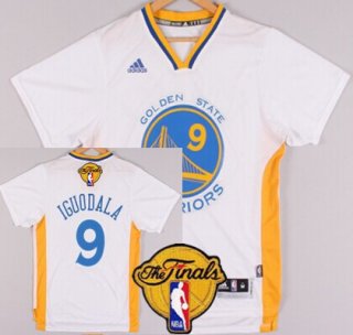 Men's Golden State Warriors #9 Andre Iguodala White Short-Sleeved 2017 The NBA Finals Patch Jersey