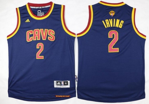 Youth Cleveland Cavaliers #2 Kyrie Irving Navy Blue 2017 The NBA Finals Patch Jersey