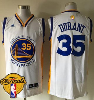 Men's Warriors #35 Kevin Durant White Home 2017 The Finals Patch Stitched NBA Jersey