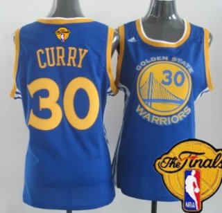 Women's Golden State Warriors #30 Stephen Curry Blue 2017 The NBA Finals Patch Jersey