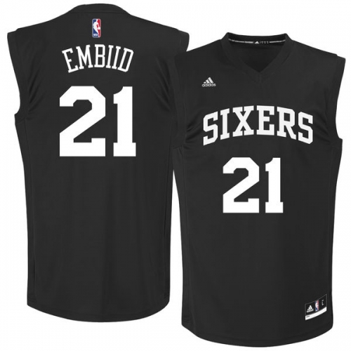 Philadelphia 76ers #21 Joel Embiid Black Chase Fashion Replica Jersey