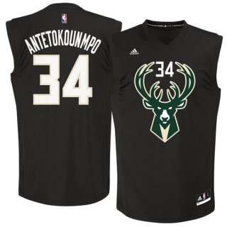 Milwaukee Bucks #34 Giannis Antetokounmpo Black Fashion Replica Jersey