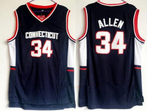 Men's University Of Connecticut #34 Ray Allen Navy Blue College Basketball Swingman Stitched NCAA Jersey