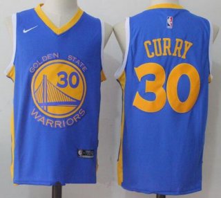 Men's Golden State Warriors #30 Stephen Curry Royal Blue 2017-2018 Nike Swingman Stitched NBA Jersey