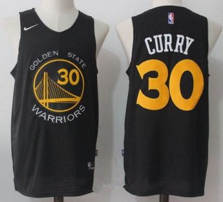 Men's Golden State Warriors #30 Stephen Curry Black with Yellow 2017-2018 Nike Swingman Stitched NBA Jersey