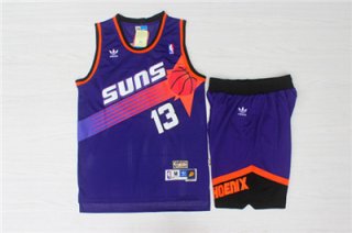 Phoenix Suns 13 Steve Nash Purple Hardwood Classics Jersey(With Shorts)