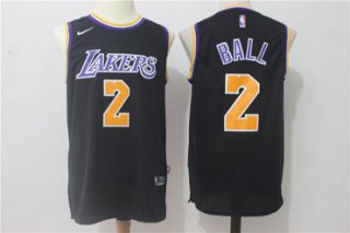 Men's 2017 Draft Los Angeles Lakers #2 Lonzo Ball Black 2017-2018 Nike Swingman Stitched NBA Jersey