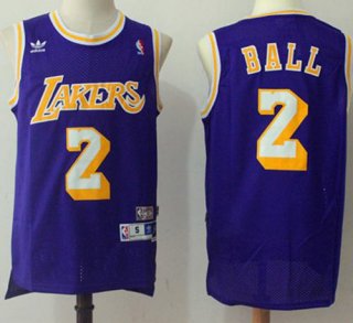 Los Angeles Lakers #2 Lonzo Ball Purple Throwback Stitched NBA Jersey