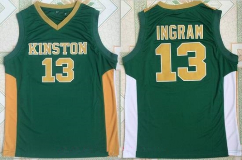 Men's Kinston High School #13 Brandon Ingram Green Retro Swingman Stitched Basketball Jersey