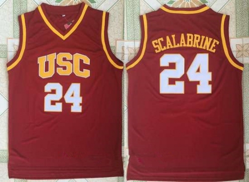 Men's USC Trojans #24 Brian Scalabrine Red College Basketball Retro Swingman Stitched NCAA Jersey