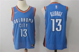 Men's Oklahoma City Thunder #13 Paul George New Royal Blue 2017-2018 Nike Swingman Stitched NBA Jersey