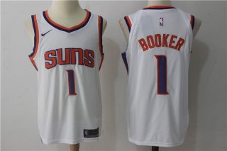 Men's Phoenix Suns #1 Devin Booker New White 2017-2018 Nike Swingman Stitched NBA Jersey