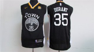 Men's Golden State Warriors #35 Kevin Durant Black 2017-2018 Nike Swingman Rakuten Stitched NBA Jersey