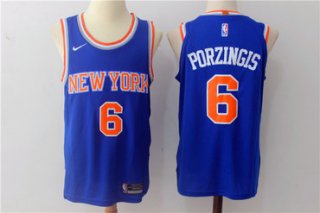 Men's Nike New York Knicks #6 Kristaps Porzingis Blue Stitched NBA Jersey