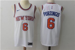 Men's Nike New York Knicks #6 Kristaps Porzingis White Stitched NBA Jersey