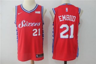 Men's Philadelphia 76ers #21 Joel Embiid Red 2017-2018 Nike Swingman Stubhub Stitched NBA Jersey