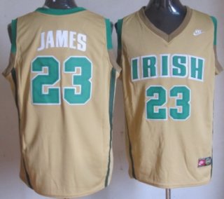 The Fighting Irish #23 Lebron James Yellow Jersey