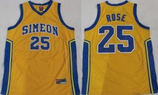 Simeon Vocational High School #25 Derrick Rose Yellow Jersey