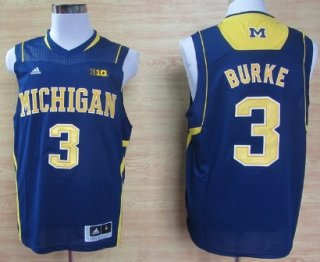 Michigan Wolverines #3 Trey Burke Navy Blue Big 10 Patch Jersey