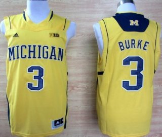 Michigan Wolverines #3 Trey Burke Yellow Big 10 Patch Jersey