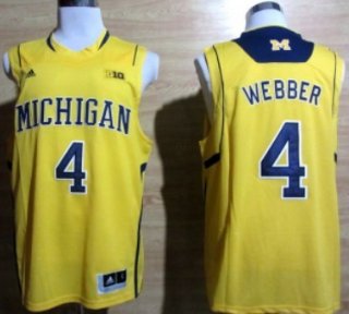 Michigan Wolverines #4 Chirs Webber Yellow Big 10 Patch Jersey