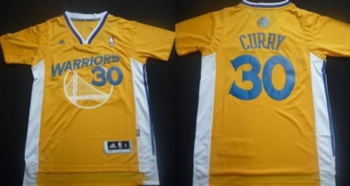 Golden State Warriors #30 Stephen Curry Revolution 30 Swingman Yellow Short-Sleeved Jersey