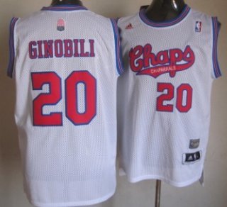 San Antonio Spurs #20 Manu Ginobili ABA Hardwood Classic White Swingman Jersey