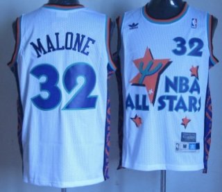 NBA 1995 All-Star #32 Karl Malone White Swingman Throwback Jersey