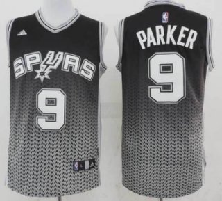 San Antonio Spurs #9 Tony Parker Black/White Resonate Fashion Jersey