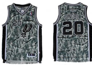 San Antonio Spurs #20 Manu Ginobili Revolution 30 Swingman Camo Jersey