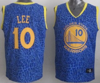 Golden State Warriors #10 David Lee Blue Leopard Print Fashion Jersey