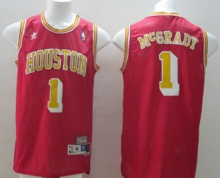 Houston Rockets #1 Tracy McGrady Red With Gold Swingman Throwback Jersey