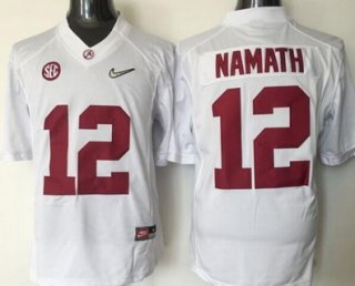 Men's Alabama Crimson Tide #12 Joe Namath White 2016 Playoff Diamond Quest College Football Nike Limited Jersey