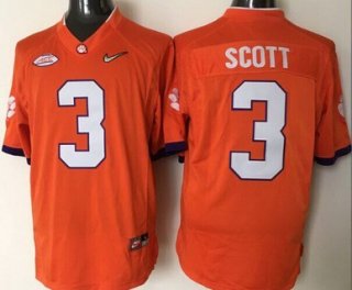 Men's Clemson Tigers #3 Artavis Scott Orange 2016 Playoff Diamond Quest College Football Nike Limited Jersey