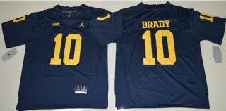 Men's Michigan Wolverines #10 Tom Brady Navy Blue Stitched NCAA Brand Jordan College Football Jersey