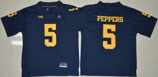 Men's Michigan Wolverines #5 Jabrill Peppers Navy Blue Stitched NCAA Brand Jordan College Football Jersey