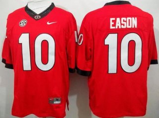 Men's Georgia Bulldogs #10 Jacob Eason Red Stitched NCAA Nike College Football Jersey