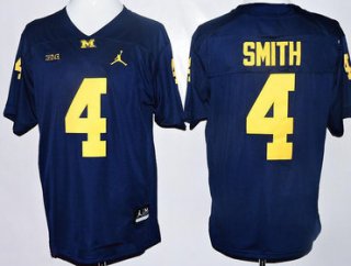 Men's Michigan Wolverines #4 De'Veon Smith Navy Blue Stitched NCAA Brand Jordan College Football Jersey