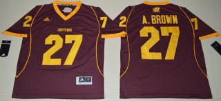 Men's Central Michigan Chippewas #27 Antonio Brown Maroon Red Limited Stitched College Football 2016 adidas NCAA Jersey