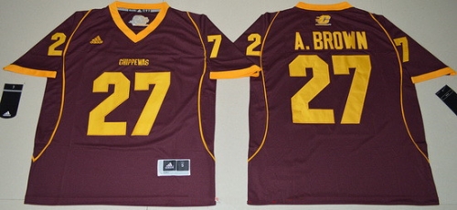 Men's Central Michigan Chippewas #27 Antonio Brown Maroon Red Limited Stitched College Football 2016 adidas NCAA Jersey