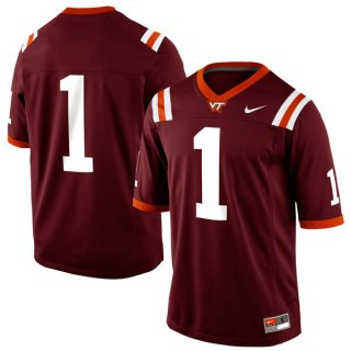 Mens Nike Virginia Tech Hokies #1 Game Football Maroon Jersey