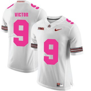 Ohio State Buckeyes 9 Binjimen Victor White 2018 Breast Cancer Awareness College Football Jersey