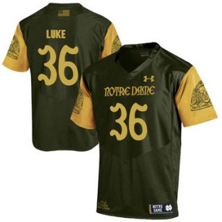 Notre Dame Fighting Irish 36 Cole Luke Olive Green College Football Jersey