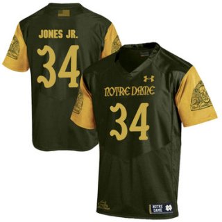 Notre Dame Fighting Irish 34 Tony Jones Jr. Olive Green College Football Jersey