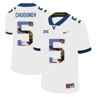 West Virginia Mountaineers 5 Chris Chugunov White Fashion College Football Jersey