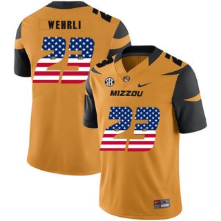 Missouri Tigers 23 Roger Wehrli Gold USA Flag Nike College Football Jersey